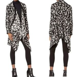 UGG | Phoebe Black and Cream Fuzzy Leopard Print Wrap Cardigan | M